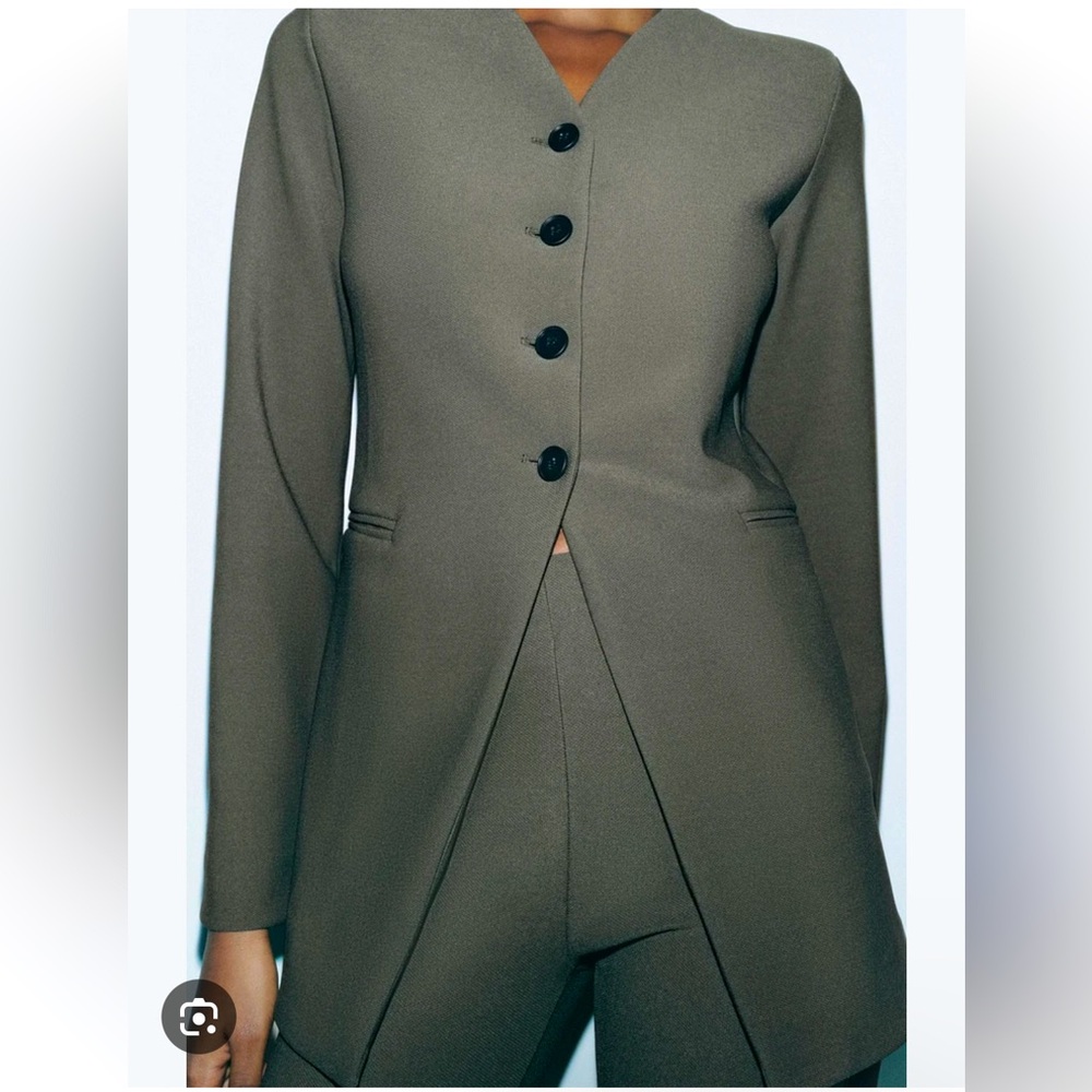 ZARA POCKET CREPE BLAZER - Picture 3 of 9